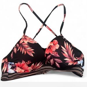 Shade & Shore Black Floral Bikini top